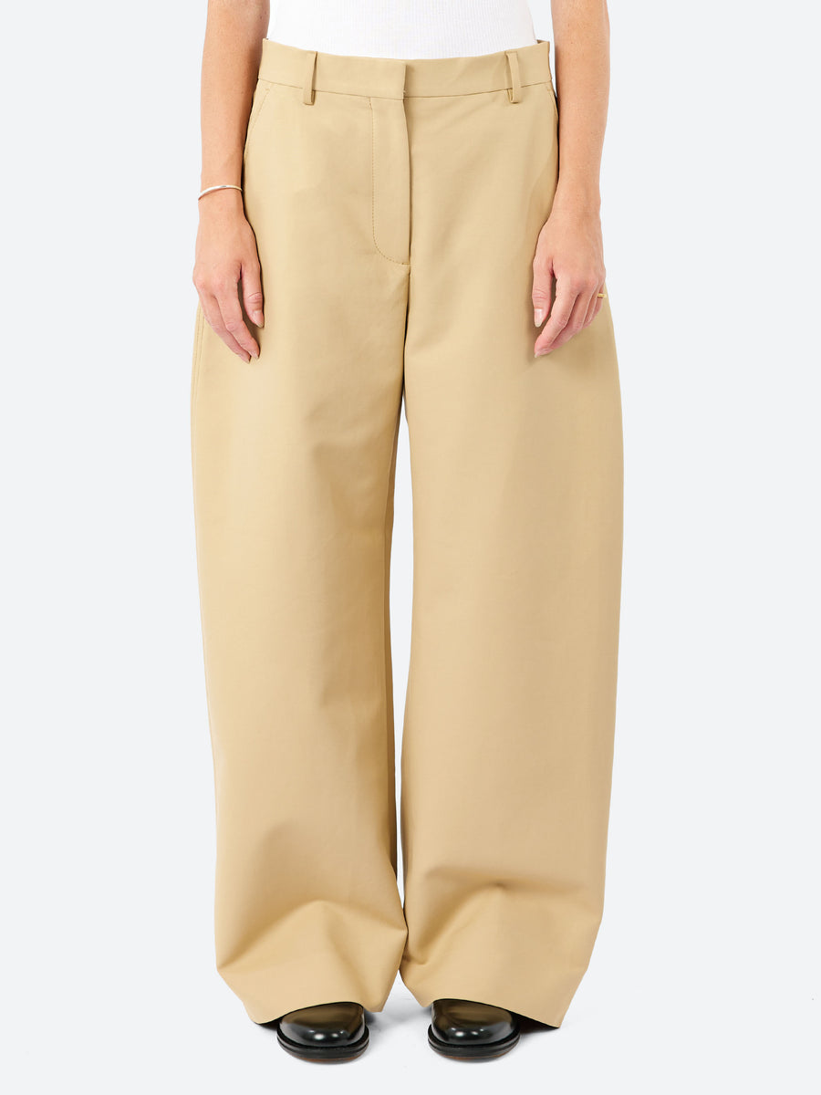 Acne Studios - Pommy Double Co Satin Trousers in Beige – gravitypope