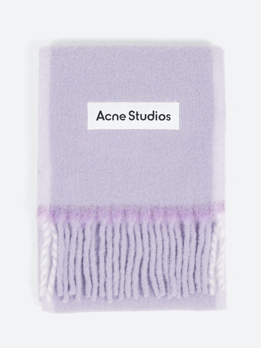 Acne Studios Wool Mohair Scarf in Lilac and White gravitypope