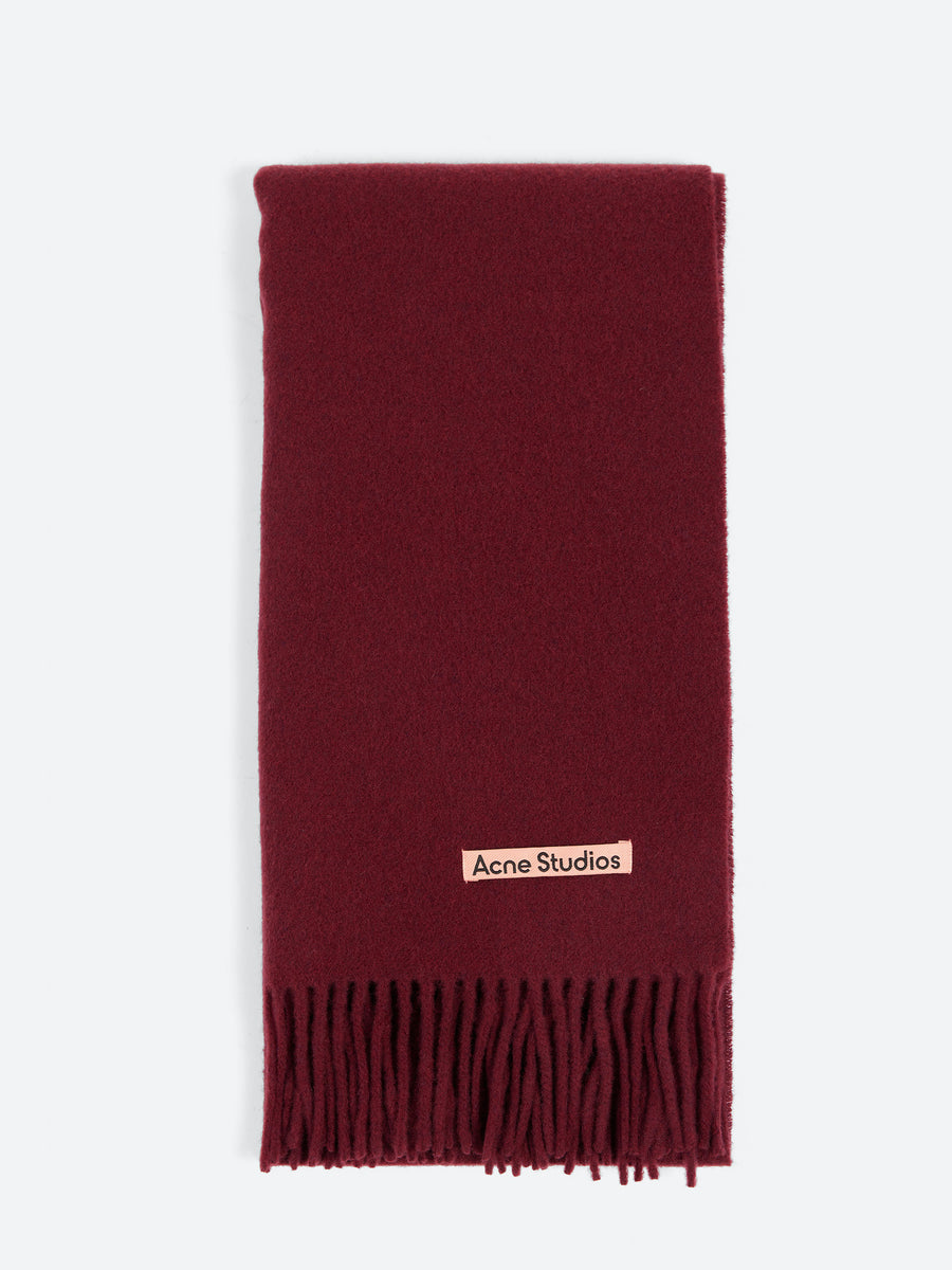 Acne Studios - Canada Narrow Fringe Wool Scarf in Burgundy Melange