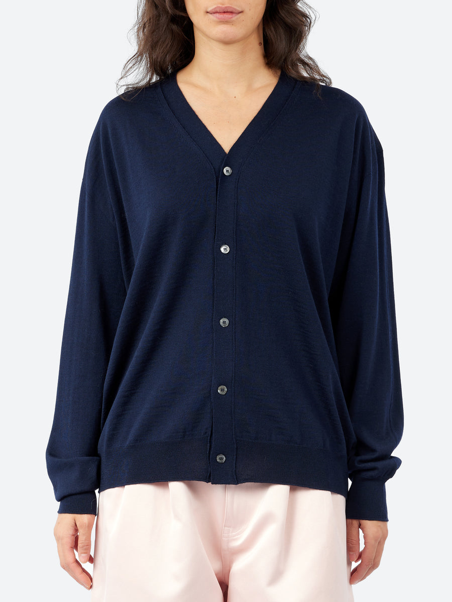 SHOOP mori cardigan ネイビー SHOOP | Cardigan Navy Melange Vネック