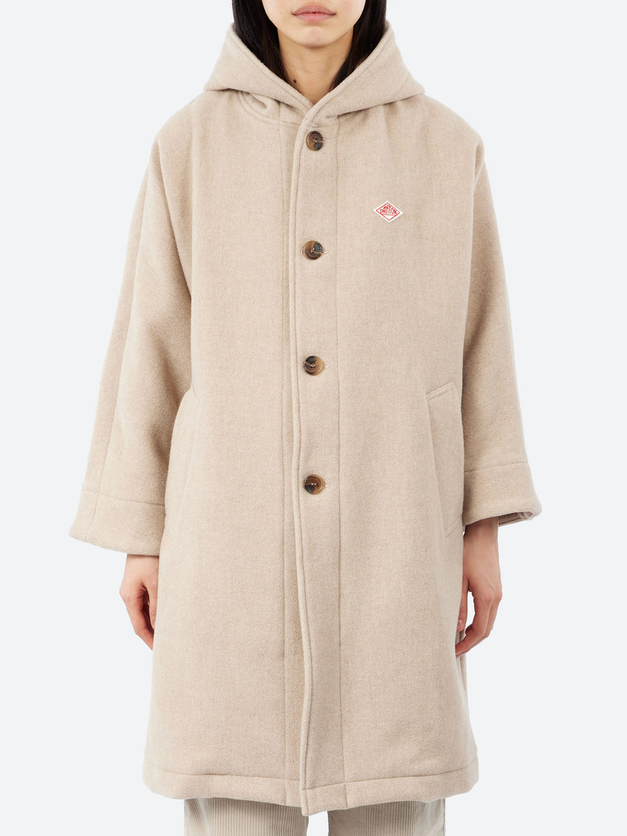 Danton - Wool Light Pile Hooded Coat in Raw Beige – gravitypope