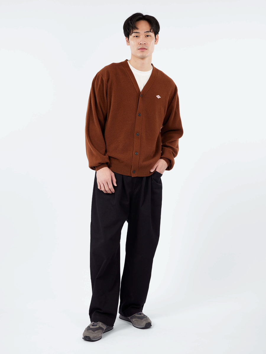 DANTON ウール カーディガン FREE ブラウン Danton - Lambswool V-Neck Cardigan in Chocolate – gravitypope