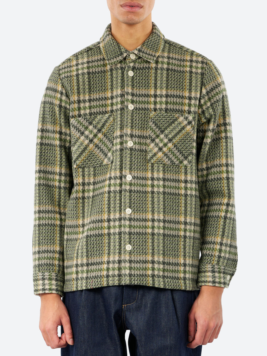 Wax London - Whiting Overshirt in Green Wool Check – gravitypope