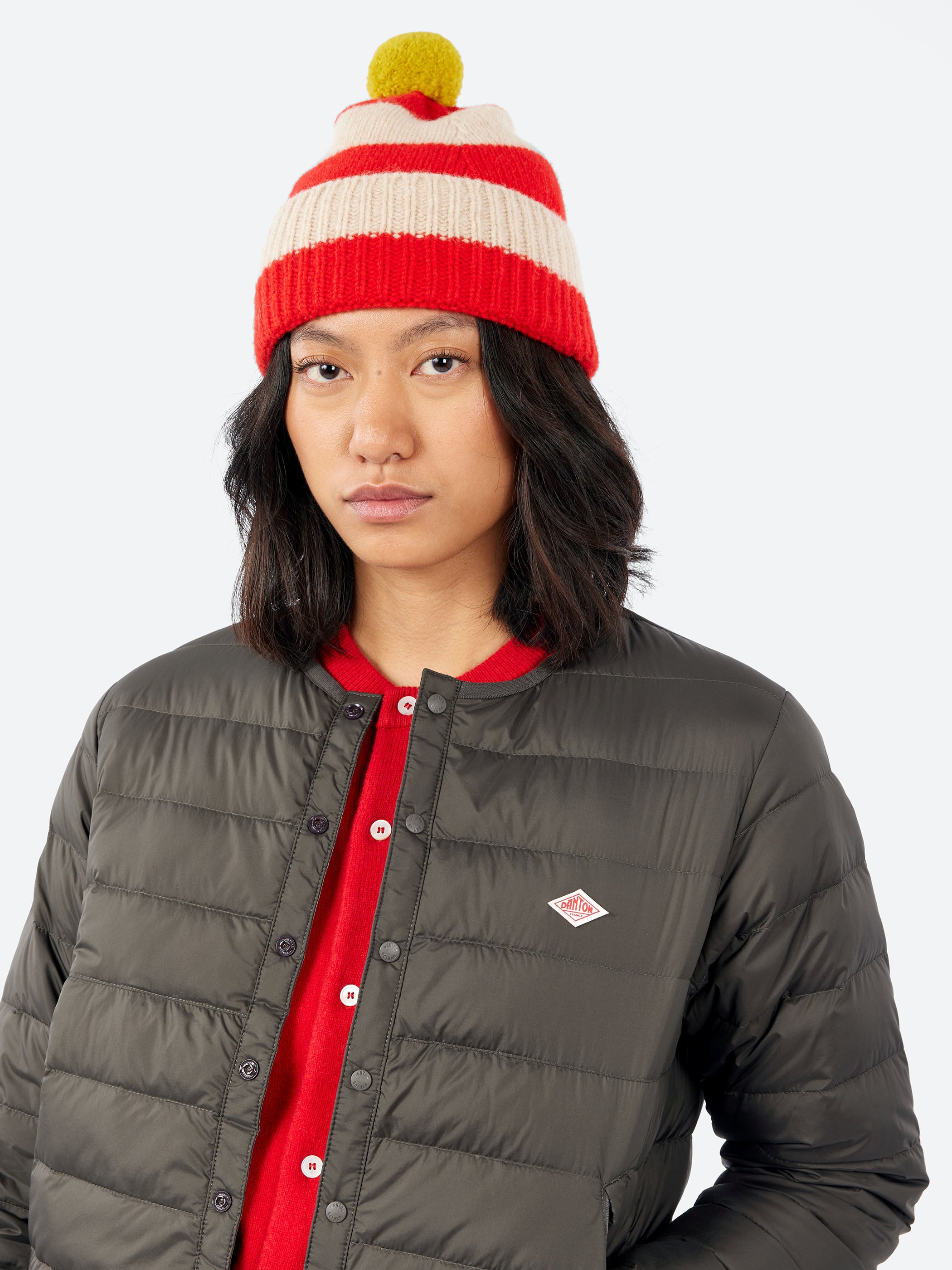 Stripe Pompom Hat