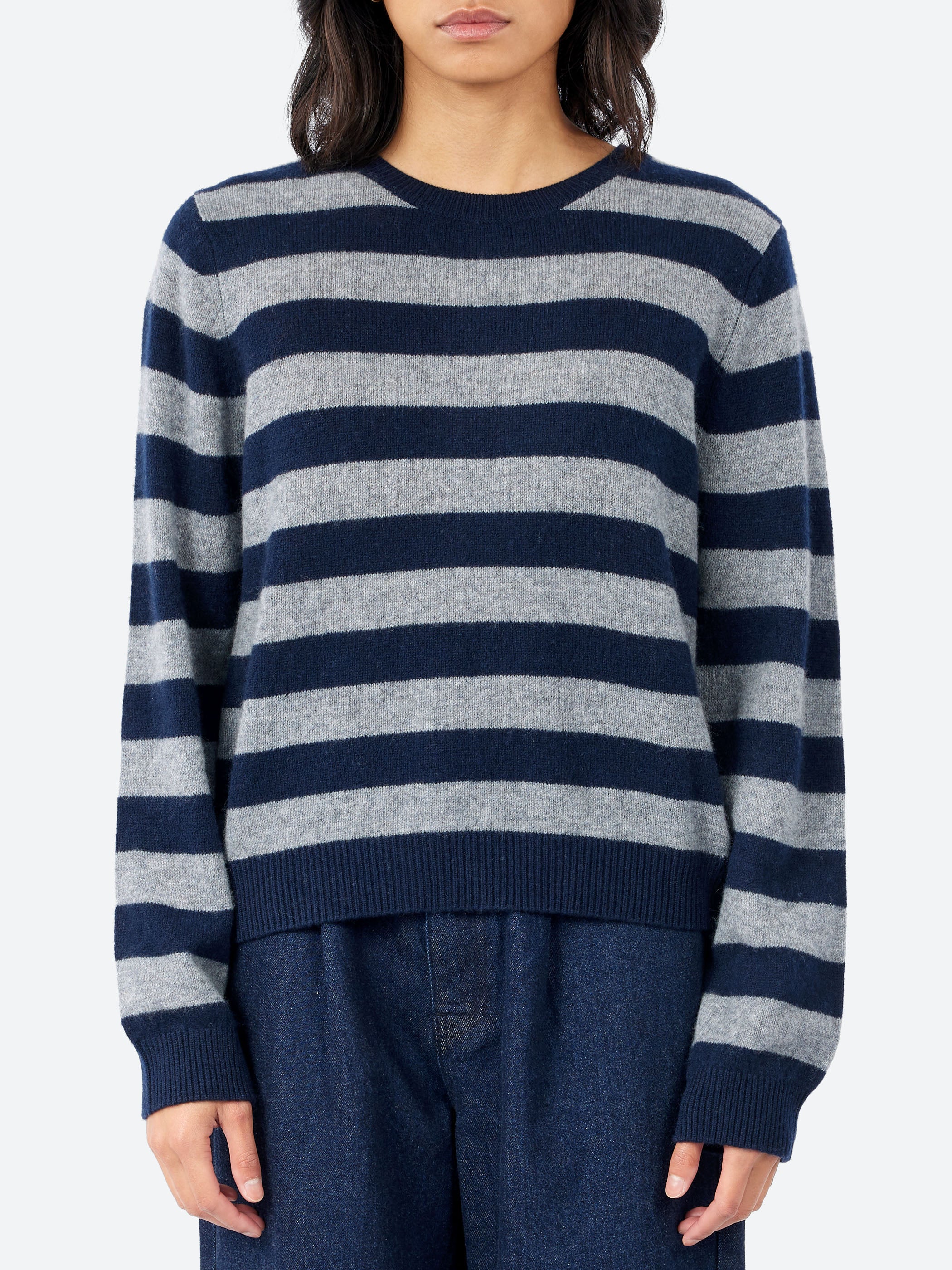 Cashmere Stripe Crew Neck Sweater