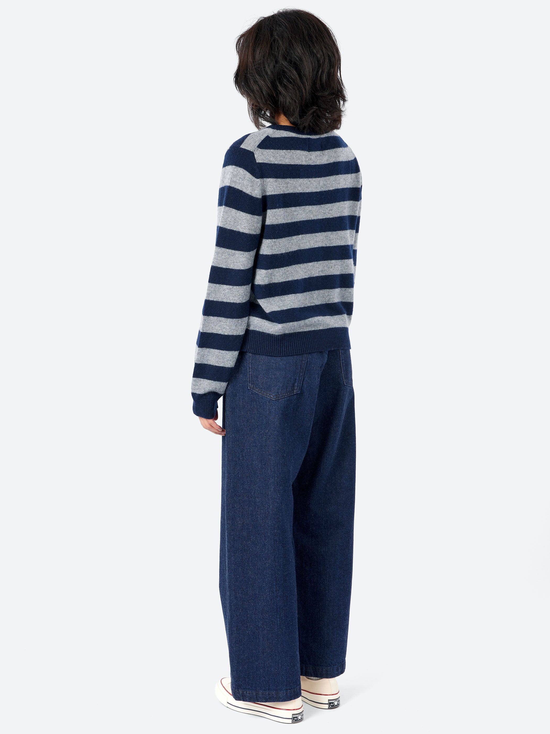 Cashmere Stripe Crew Neck Sweater