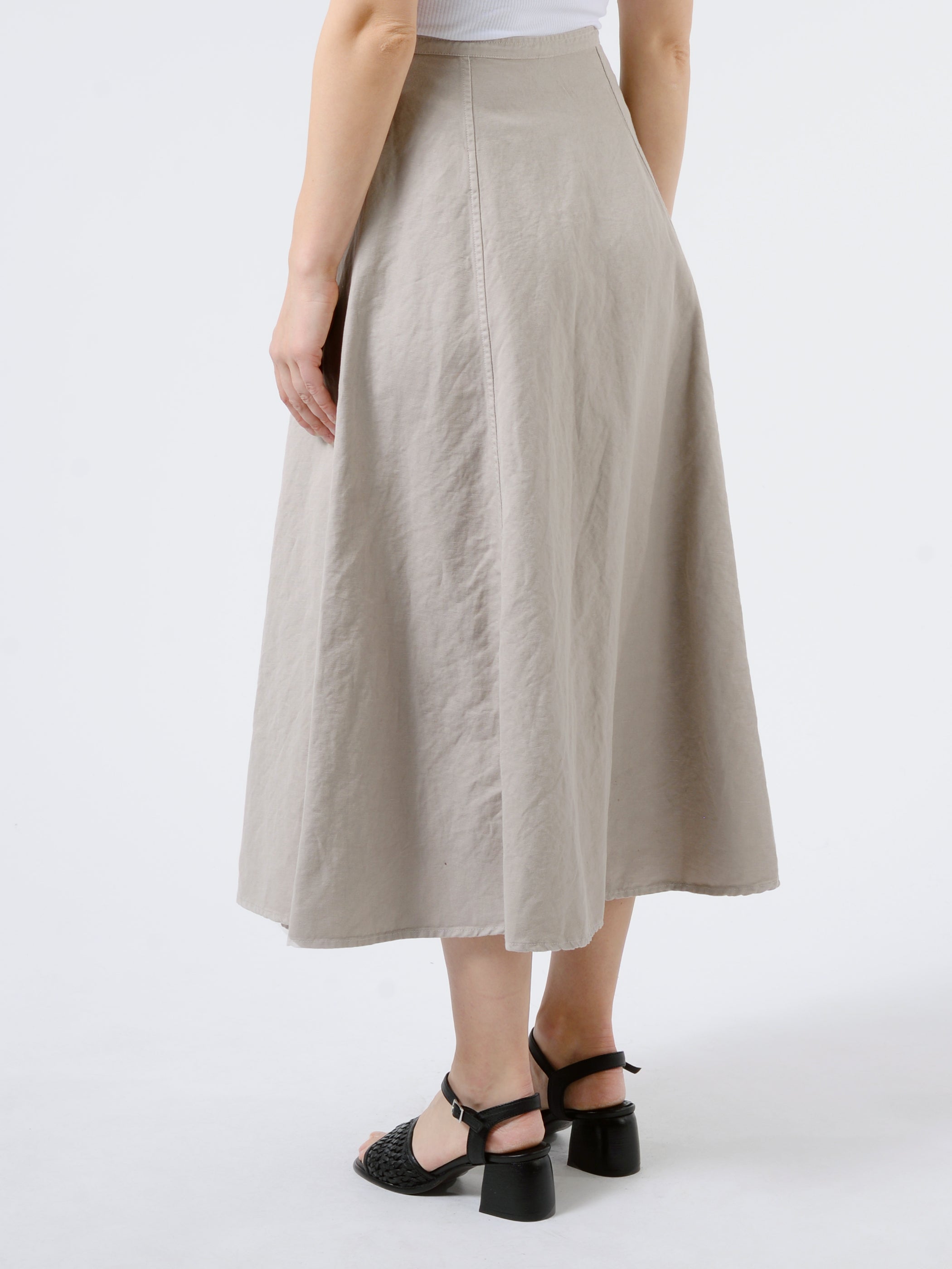 Cotton Linen Midi Skirt