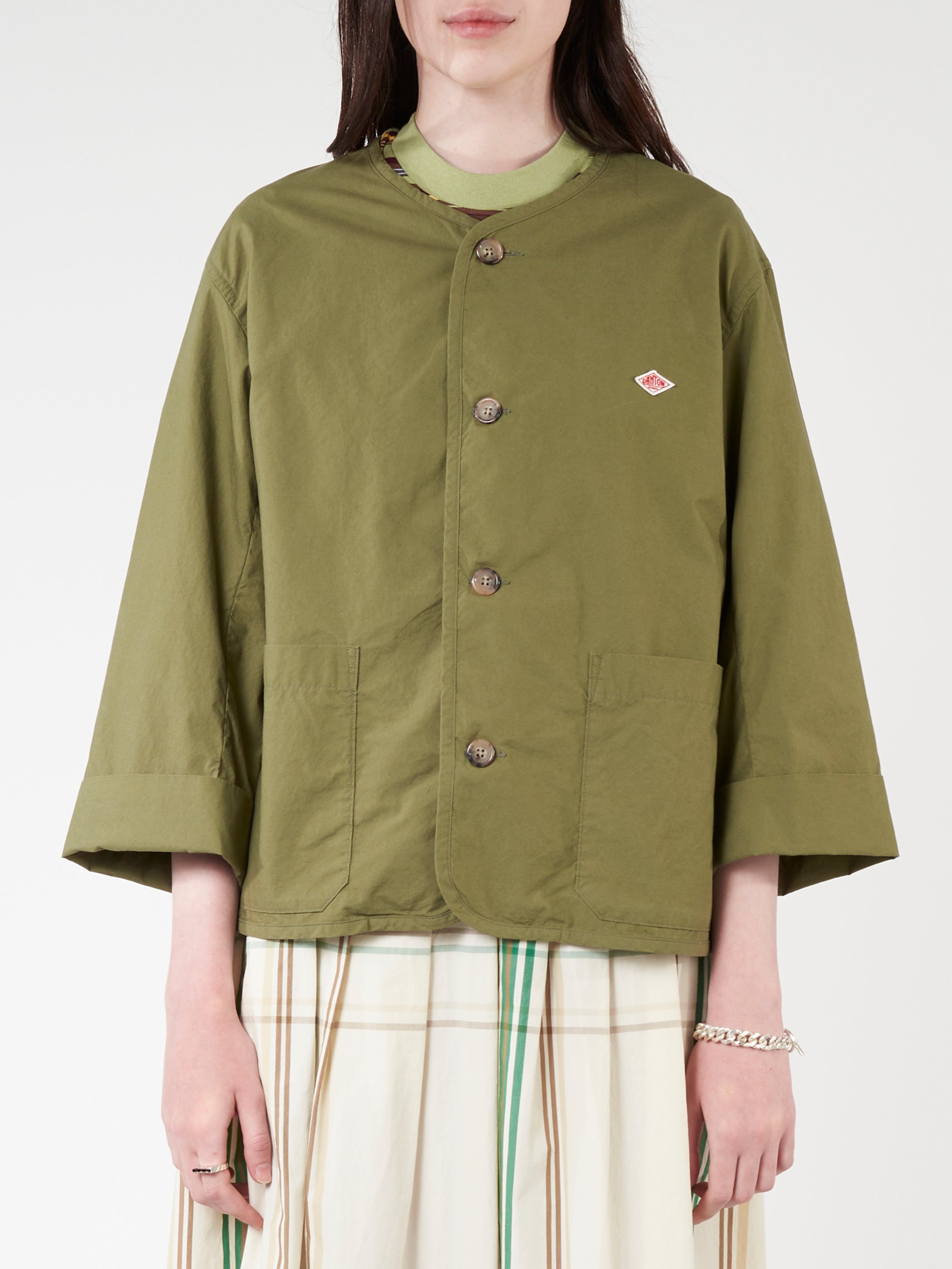 Women's Cotton Weather Collarless Short Jacket