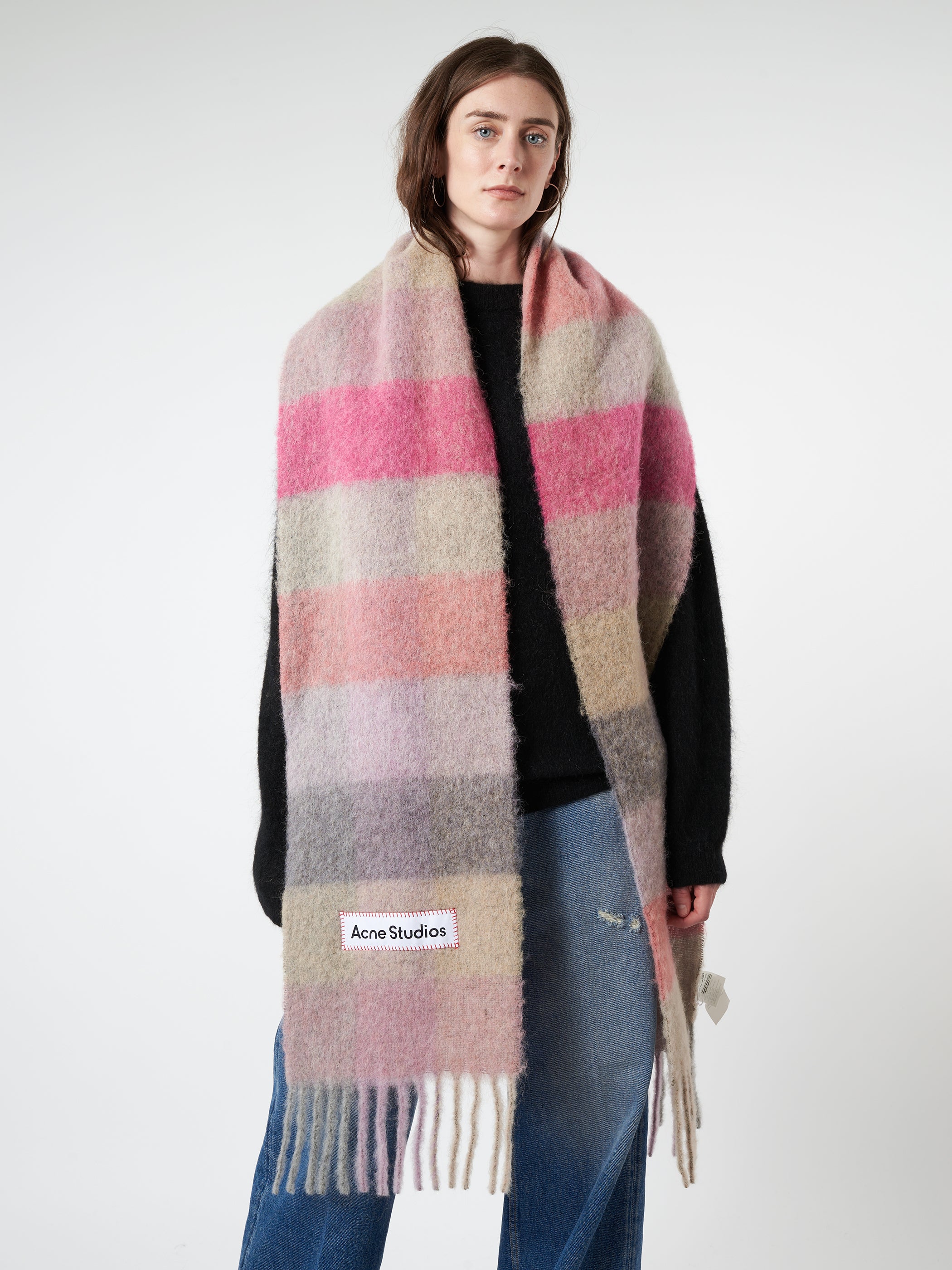 Mohair Checked Scarf