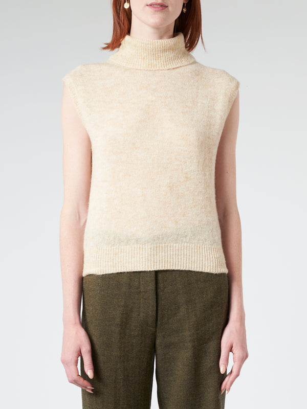 KNITTED VEST WITH HIGH COLLAR