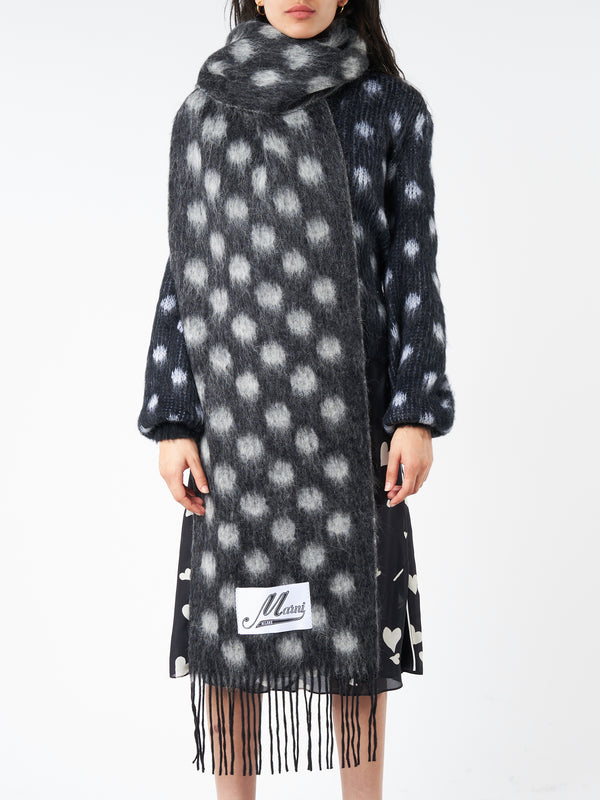 WOOL-MOHAIR SCARF WITH POLKA DOTS