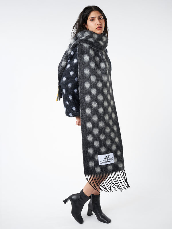WOOL-MOHAIR SCARF WITH POLKA DOTS