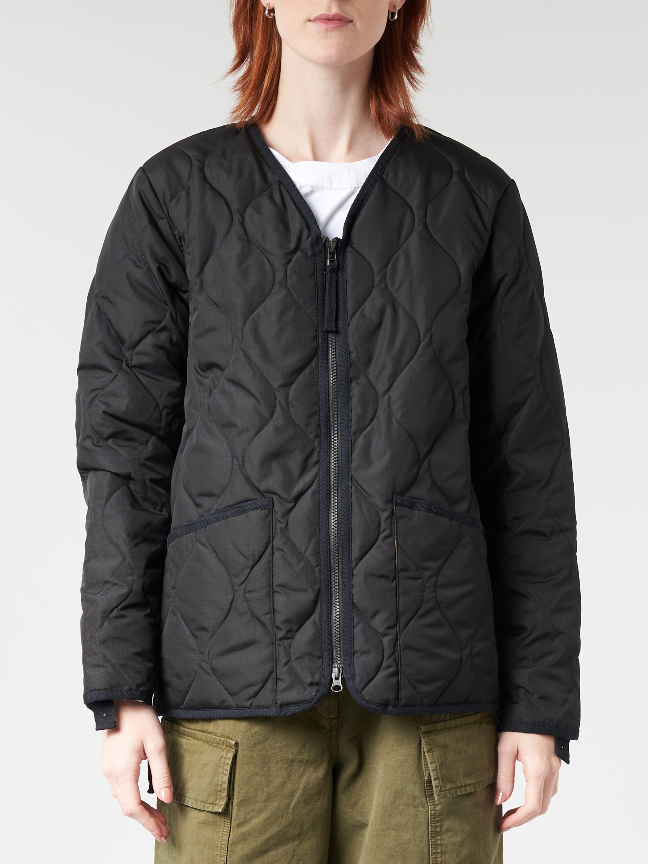 Military Zip V-Neck Down Jacket