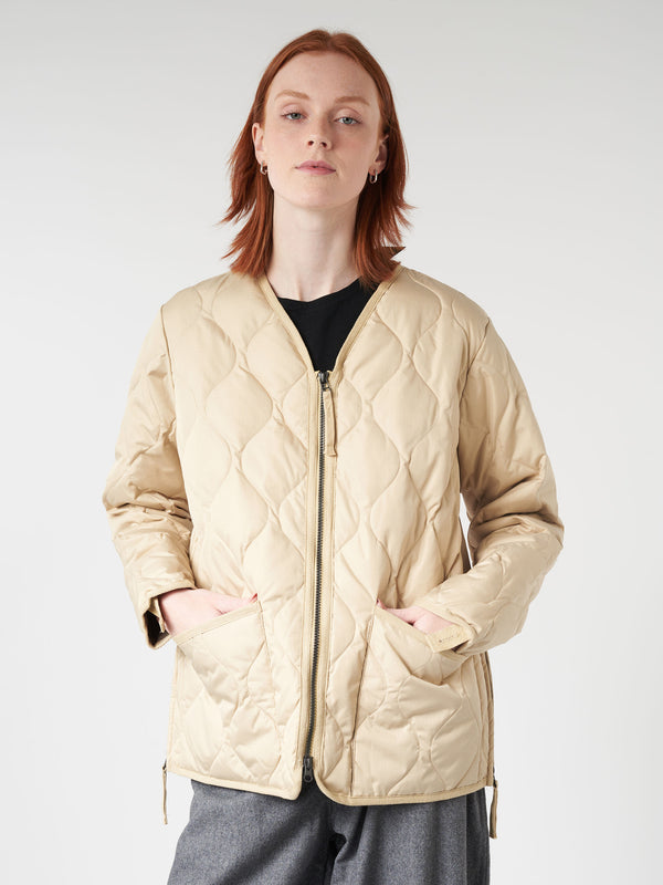 MILITARY ZIP V-NECK DOWN JACKET