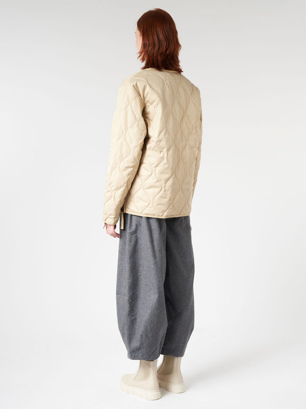 MILITARY ZIP V-NECK DOWN JACKET