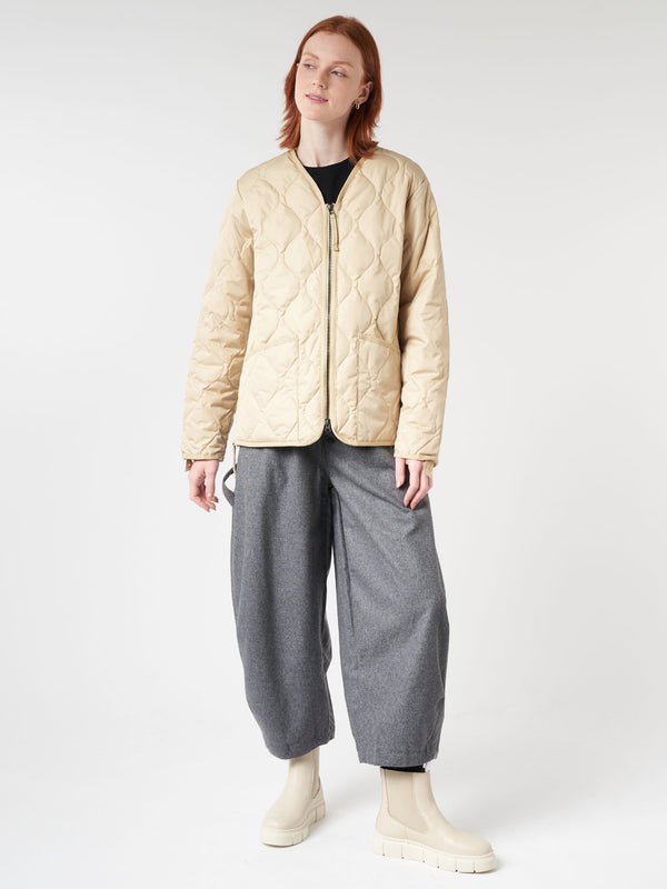 MILITARY ZIP V-NECK DOWN JACKET