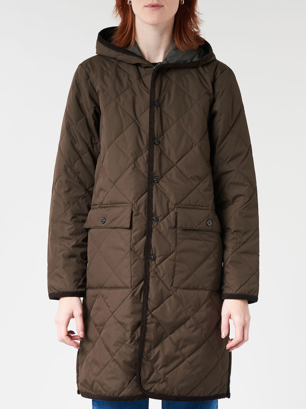 PIPING HOOD LONG DOWN COAT