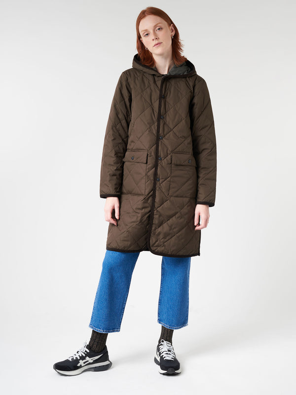 PIPING HOOD LONG DOWN COAT