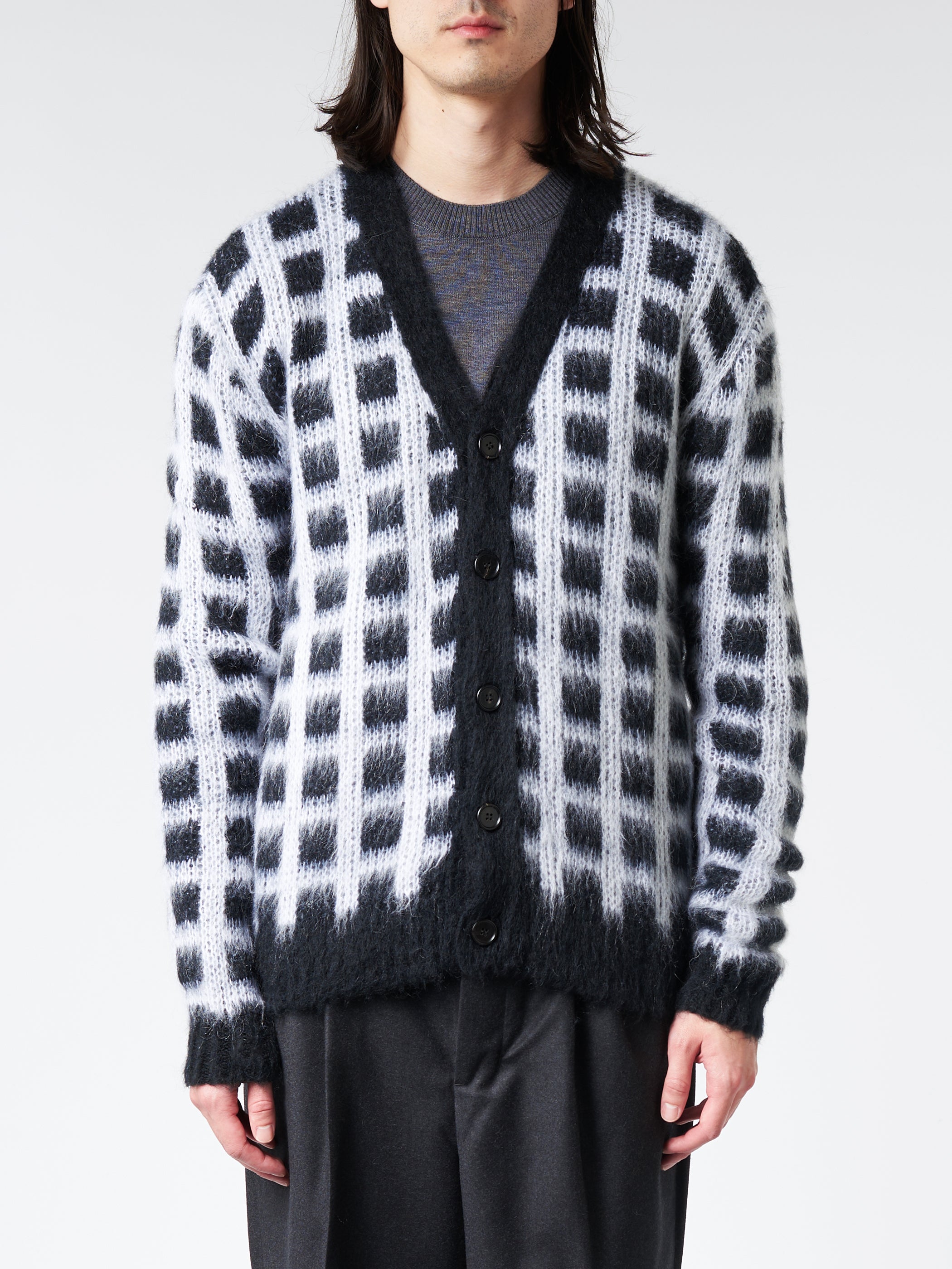 Checked Mohair Cardigan