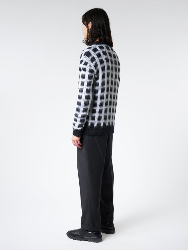 CHECKED MOHAIR CARDIGAN