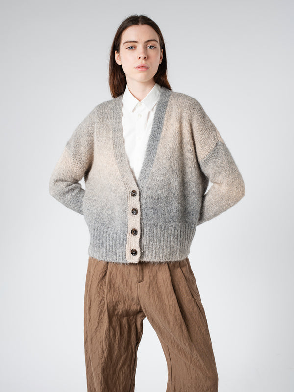 GRADIENT-EFFECT ALPACA CARDIGAN