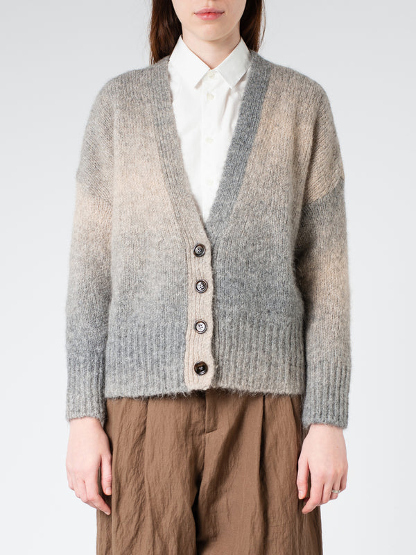 GRADIENT-EFFECT ALPACA CARDIGAN