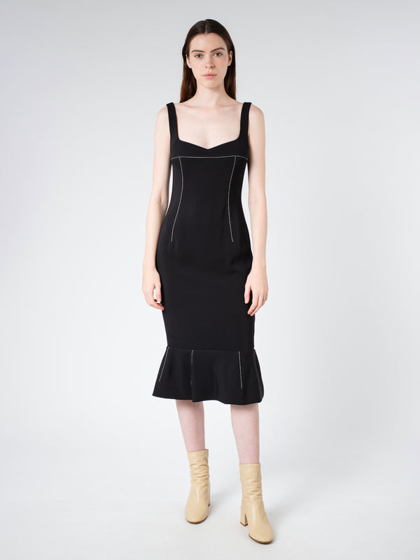 CADY SHEATH DRESS WITH FLOUNCE HEM