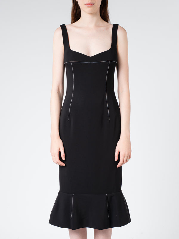 CADY SHEATH DRESS WITH FLOUNCE HEM
