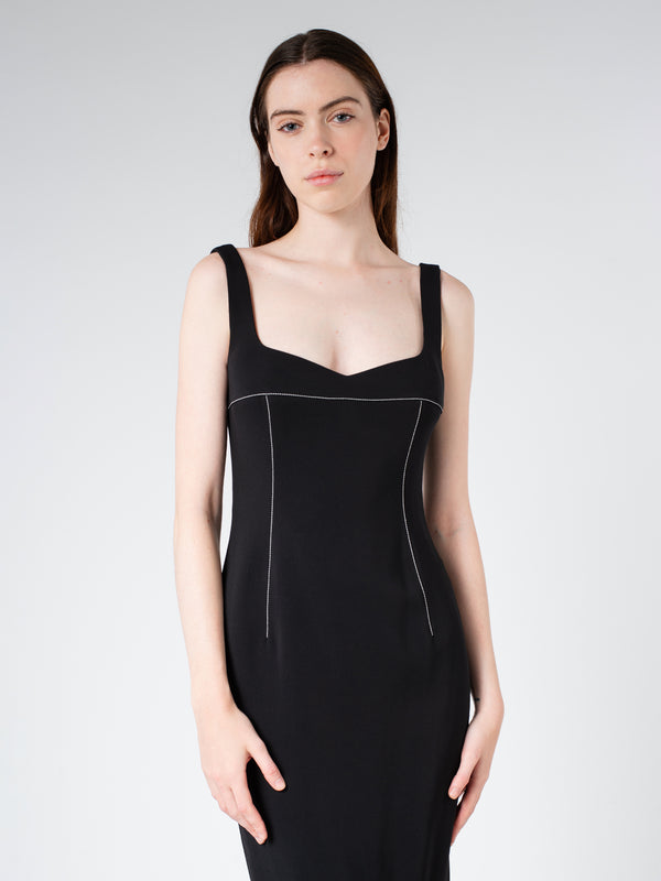 CADY SHEATH DRESS WITH FLOUNCE HEM
