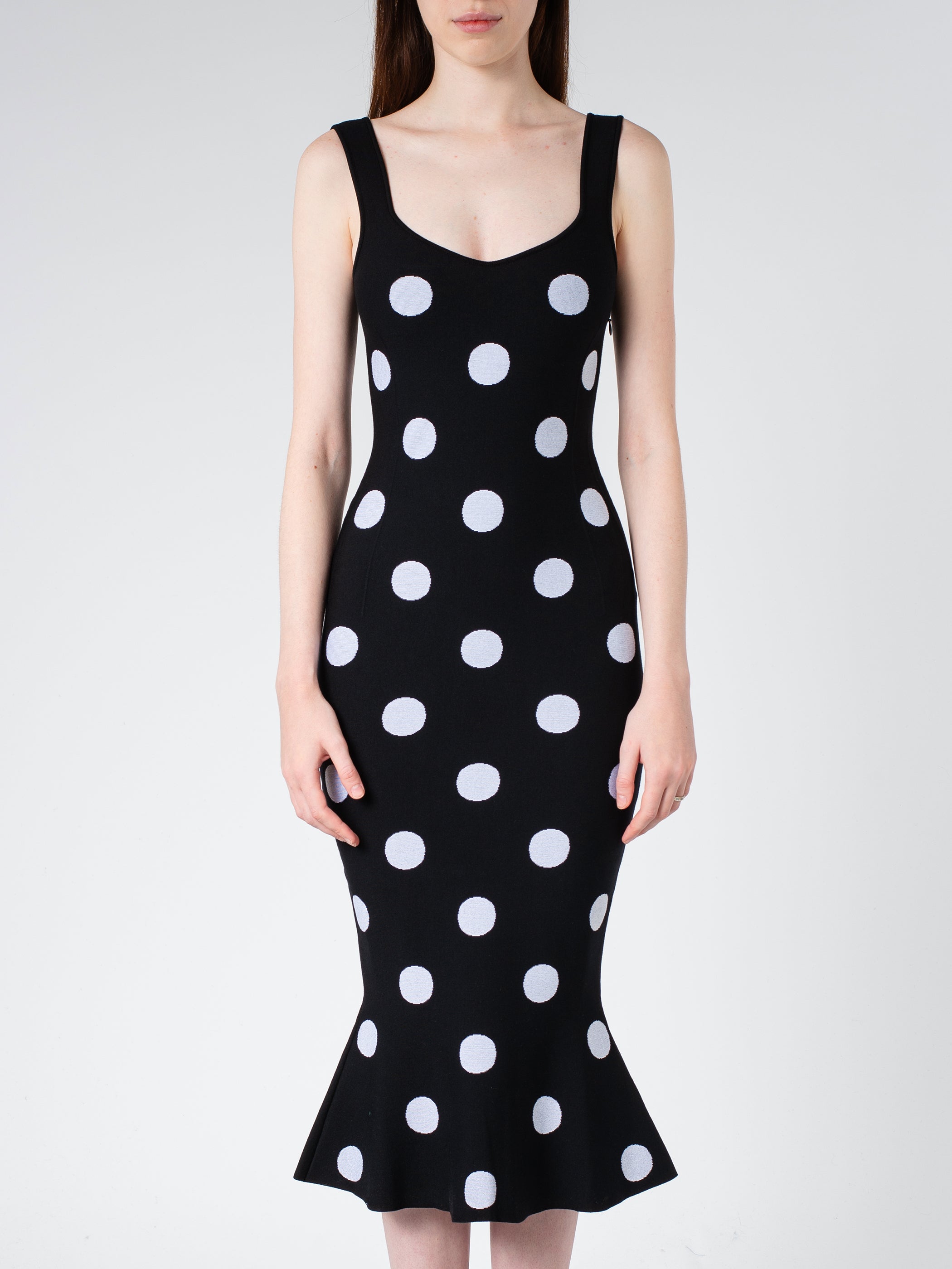 Viscose Sheath Dress with Polka Dots