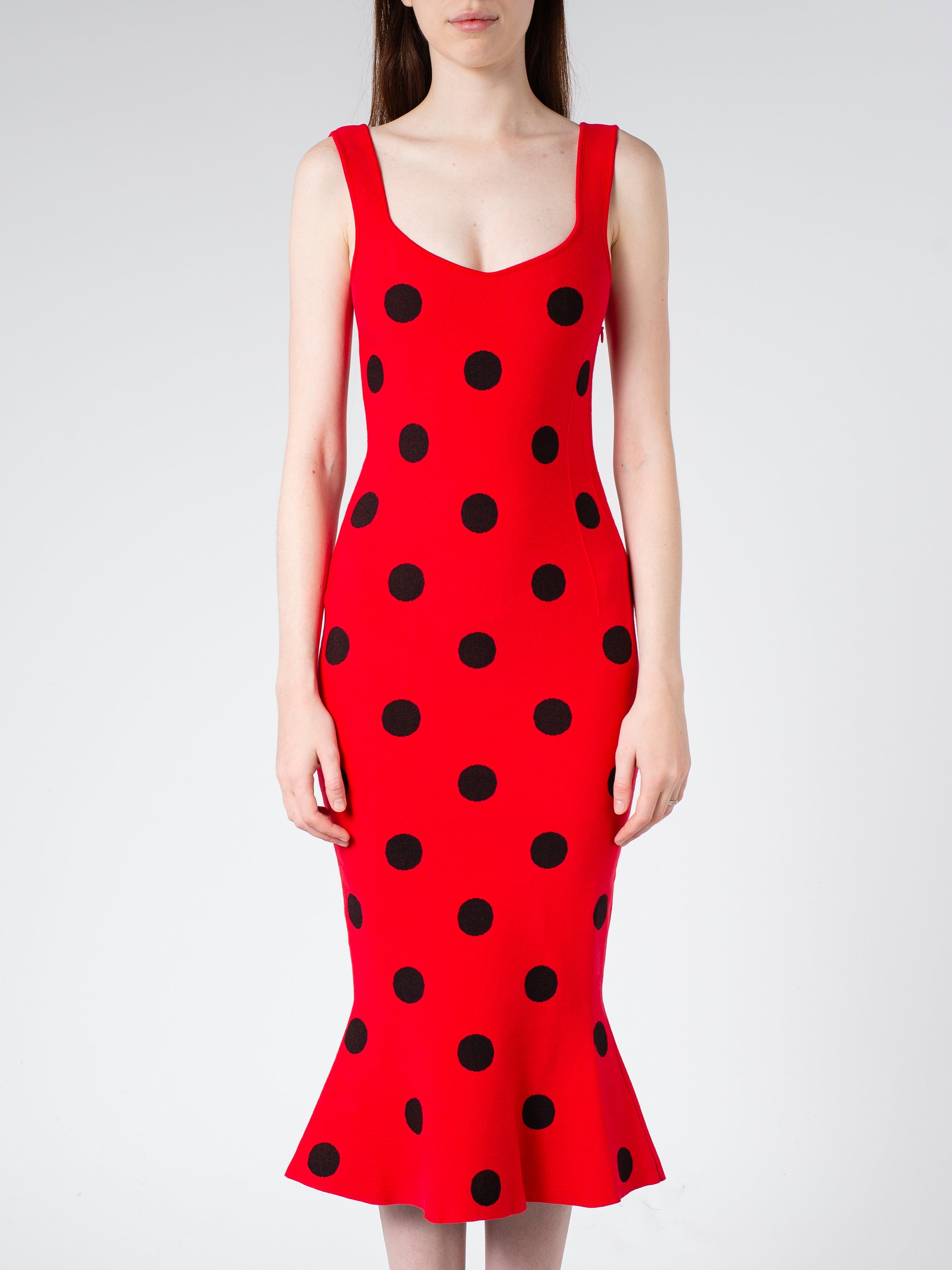 Viscose Sheath Dress with Polka Dots