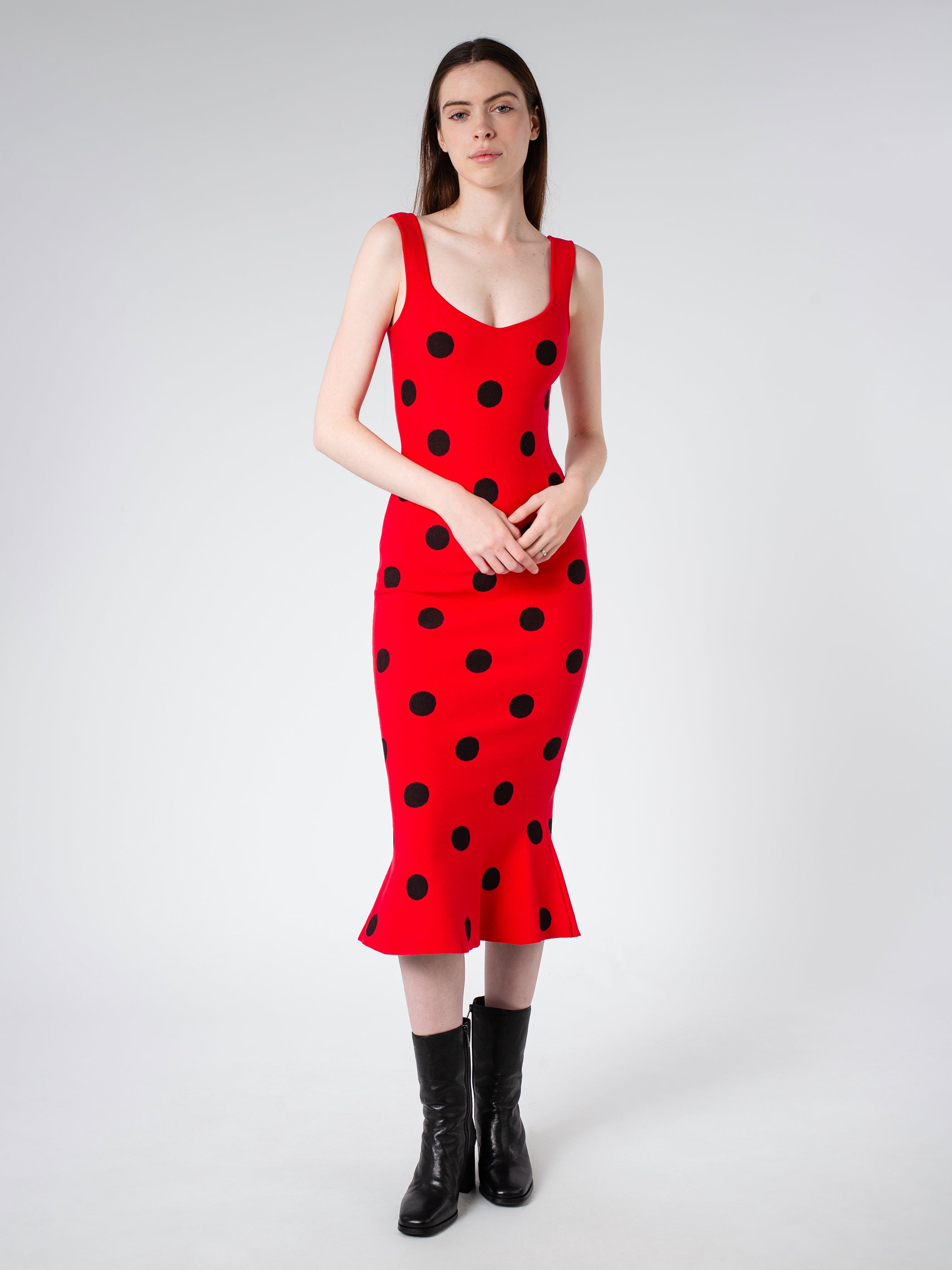 Viscose Sheath Dress with Polka Dots