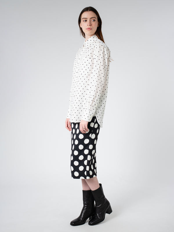 BIG DOT STRETCH MIDI PENCIL SKIRT