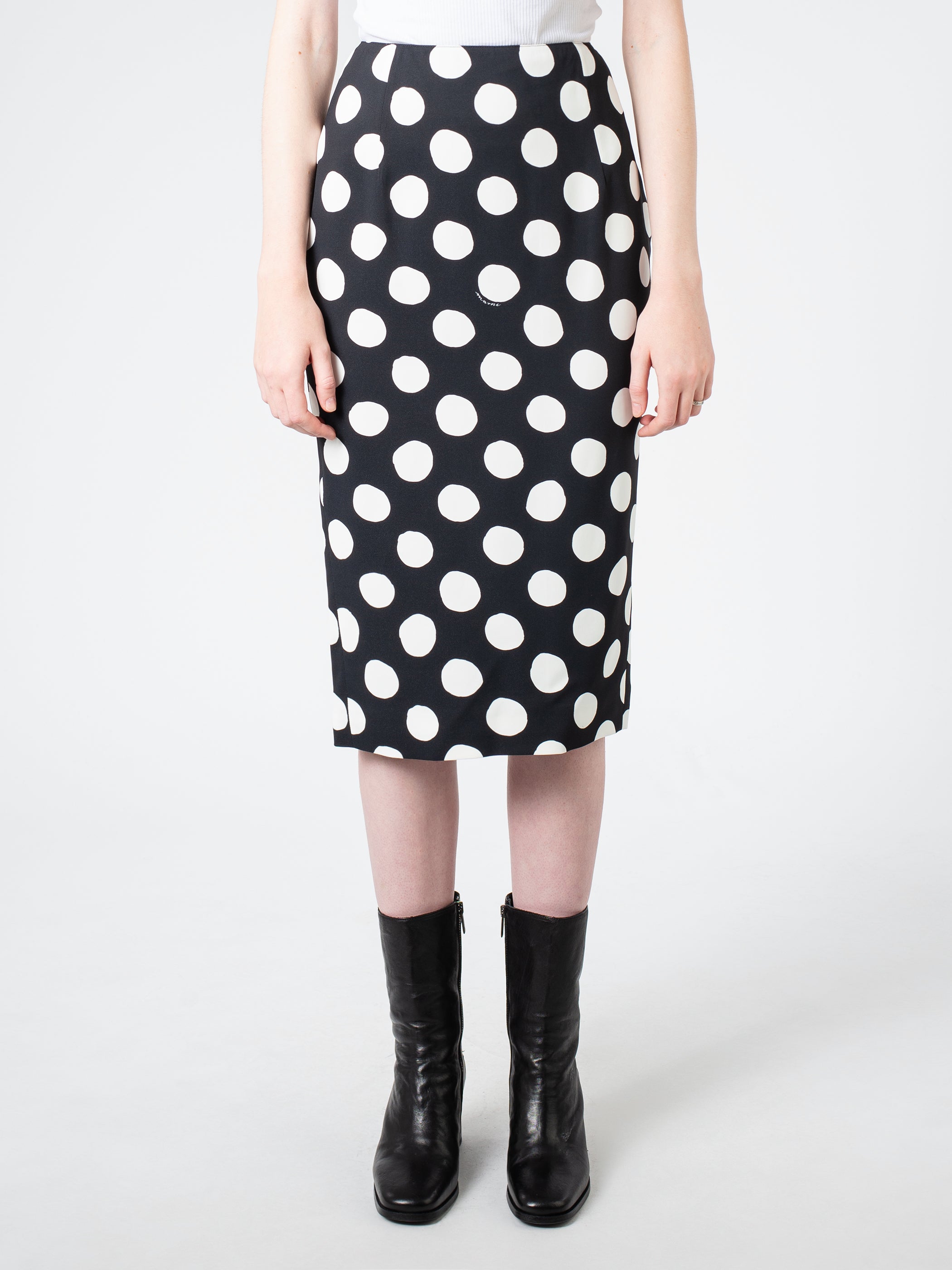 Big Dot Stretch Midi Pencil Skirt