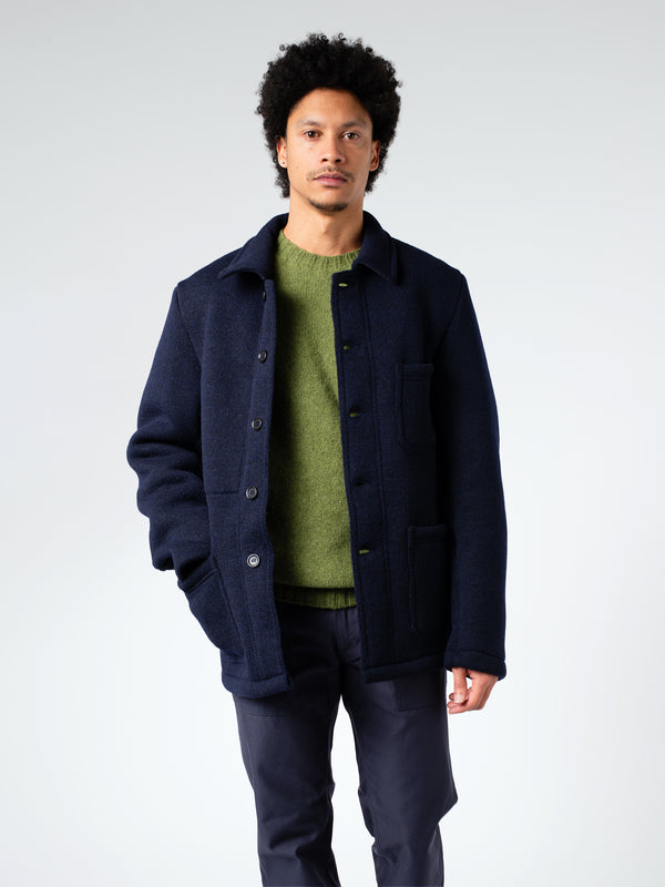 THICK KNITTED VIRGIN WOOL MELTON JACKET