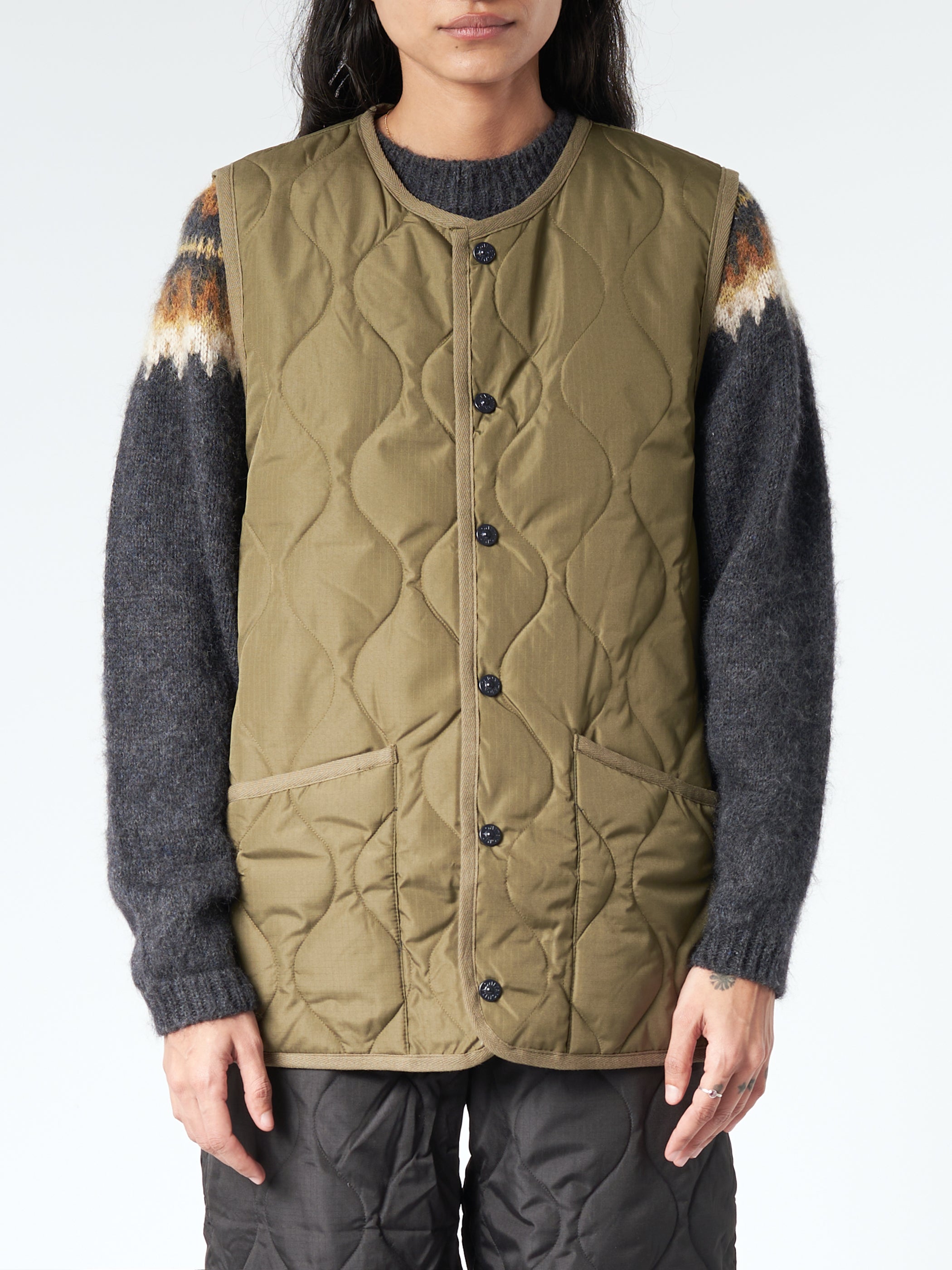 Military Crew Neck Down Vest