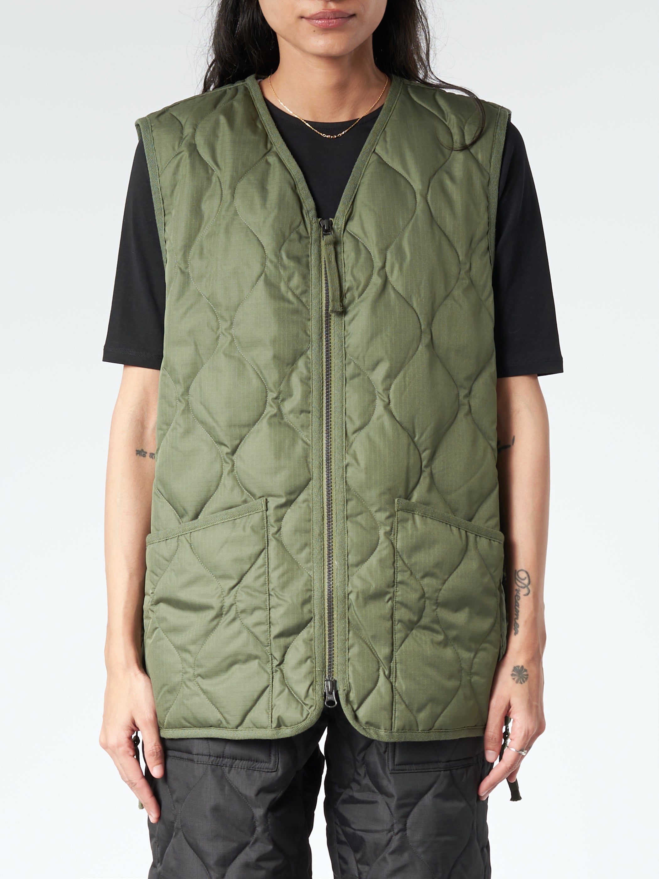 Military V-Neck Zip Down Vest