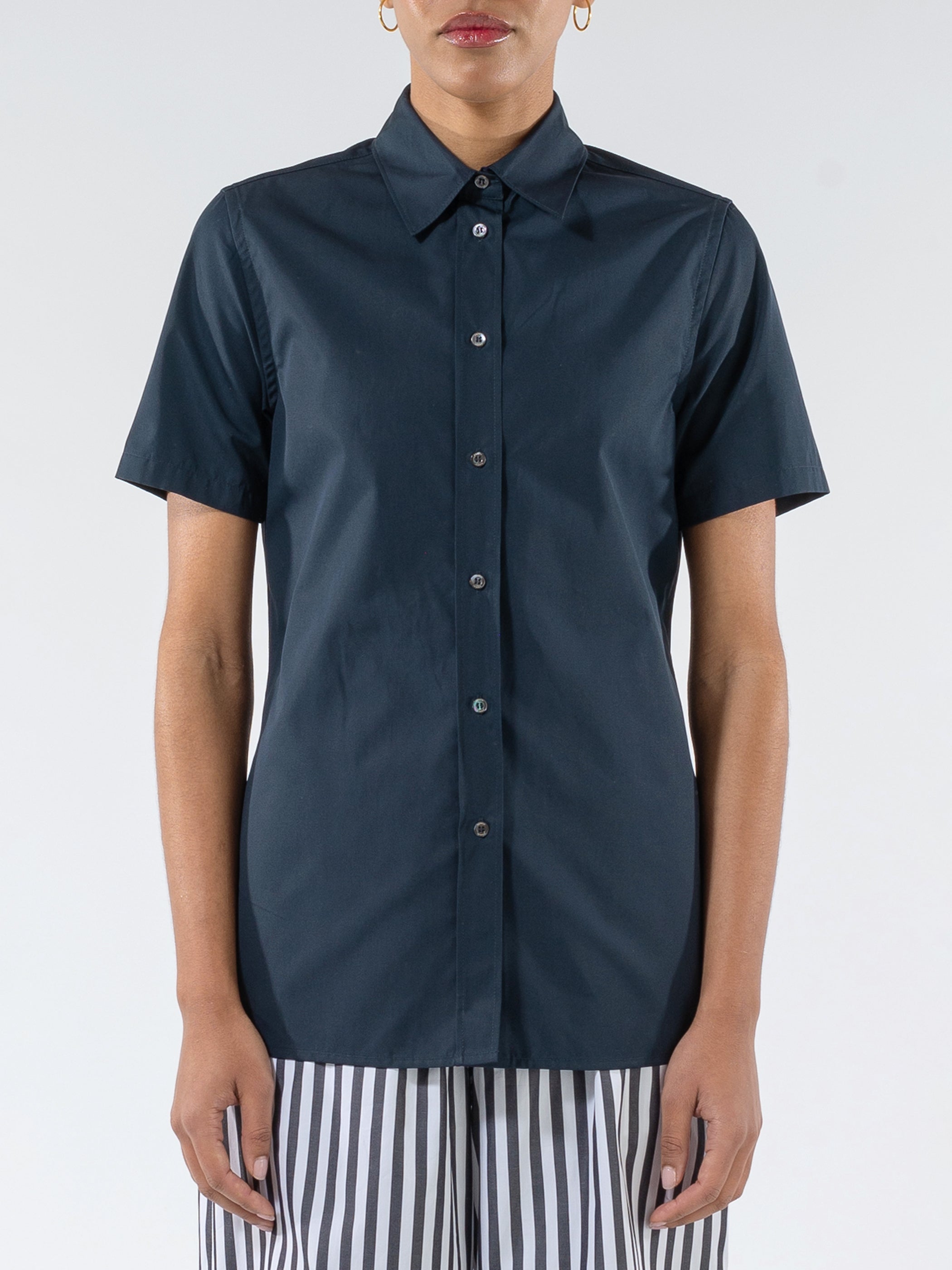 Cotton Poplin Short-Sleeved Shirt