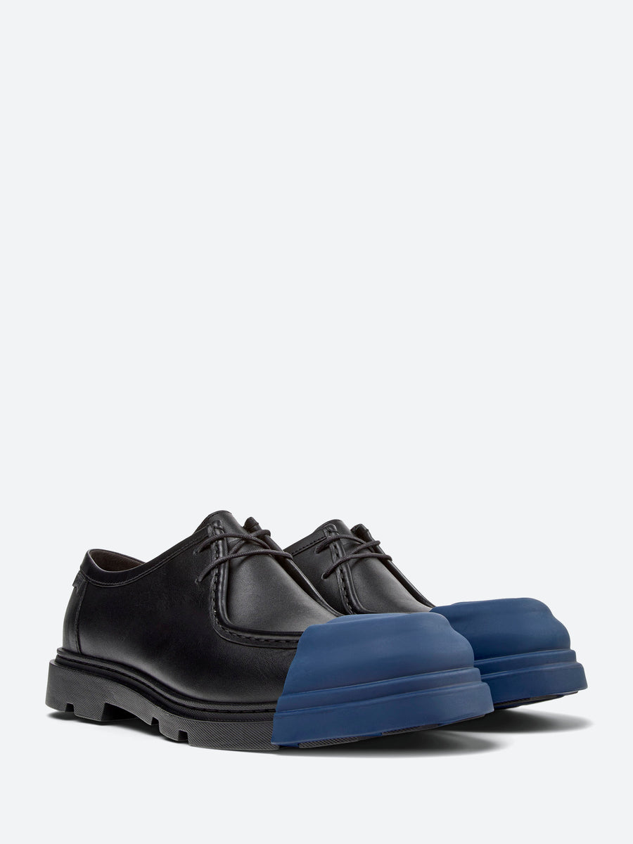 Camper - Men's Junction Shoe with Blue Toe Cap in Black