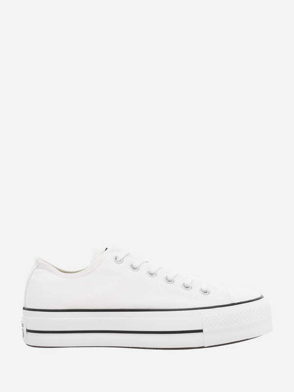 Converse chuck taylor all star leather sales platform low sneakers in white