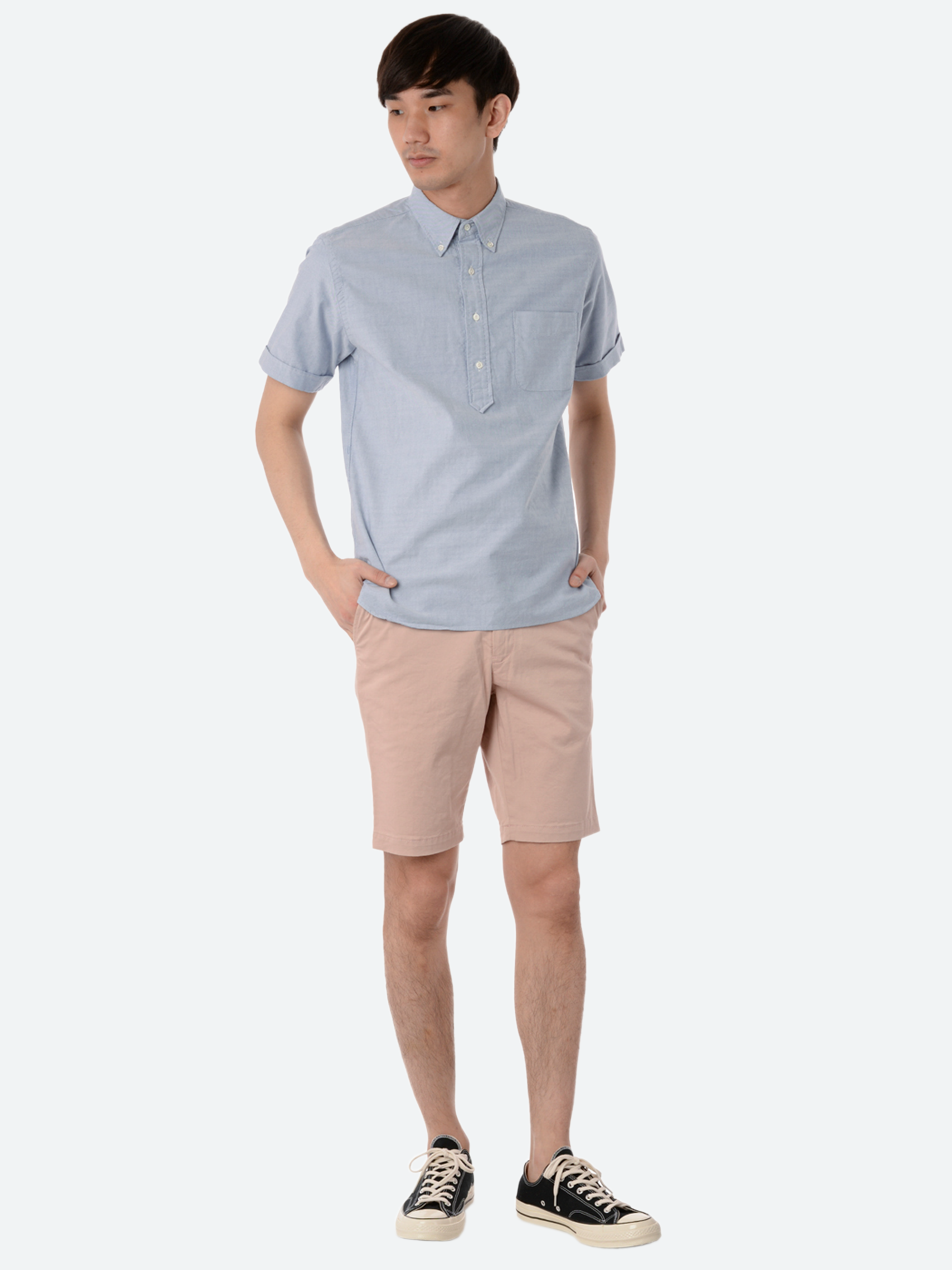 Oxford Pullover Short Sleeve Button-Down Shirt