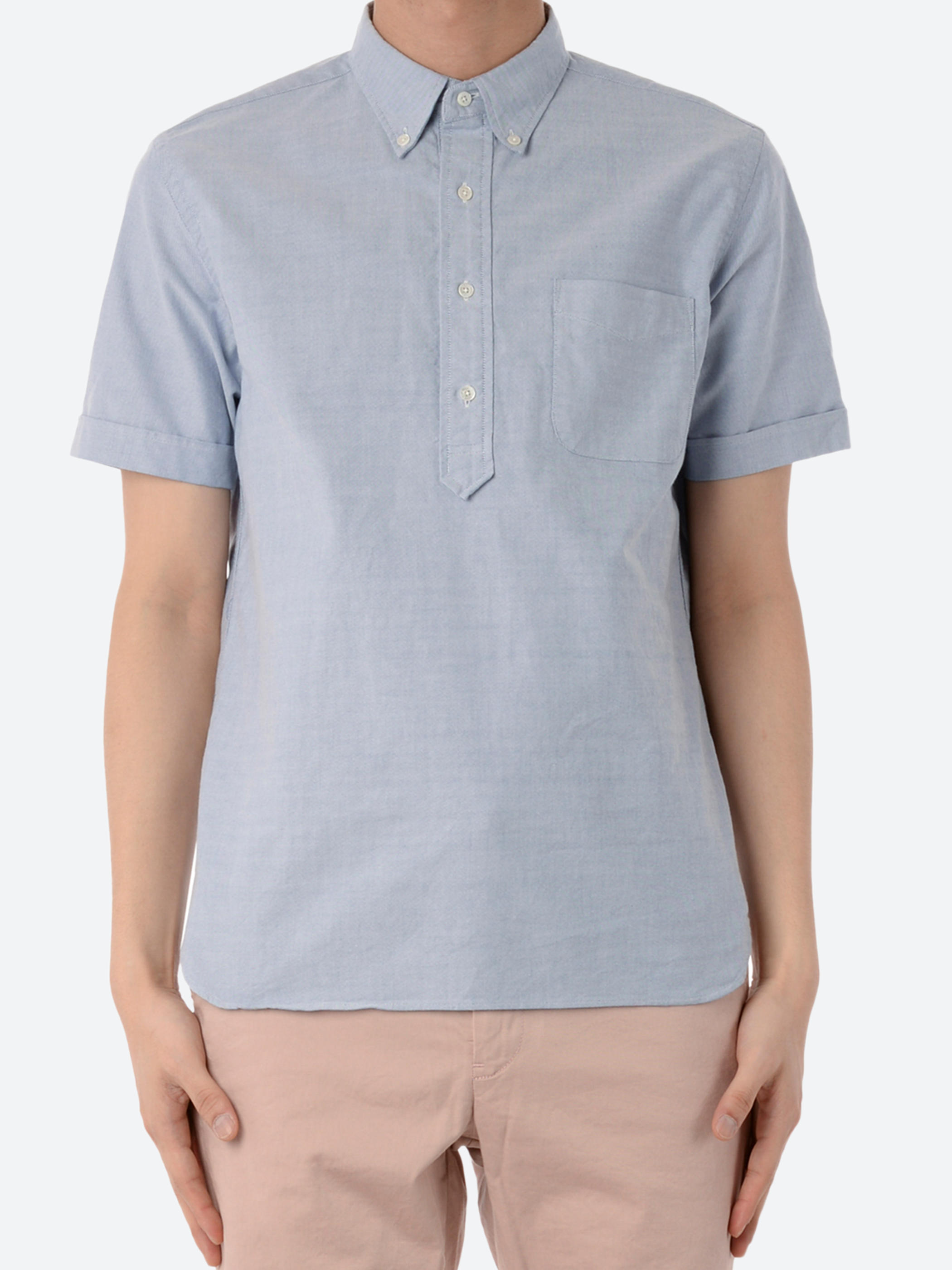 Oxford Pullover Short Sleeve Button-Down Shirt