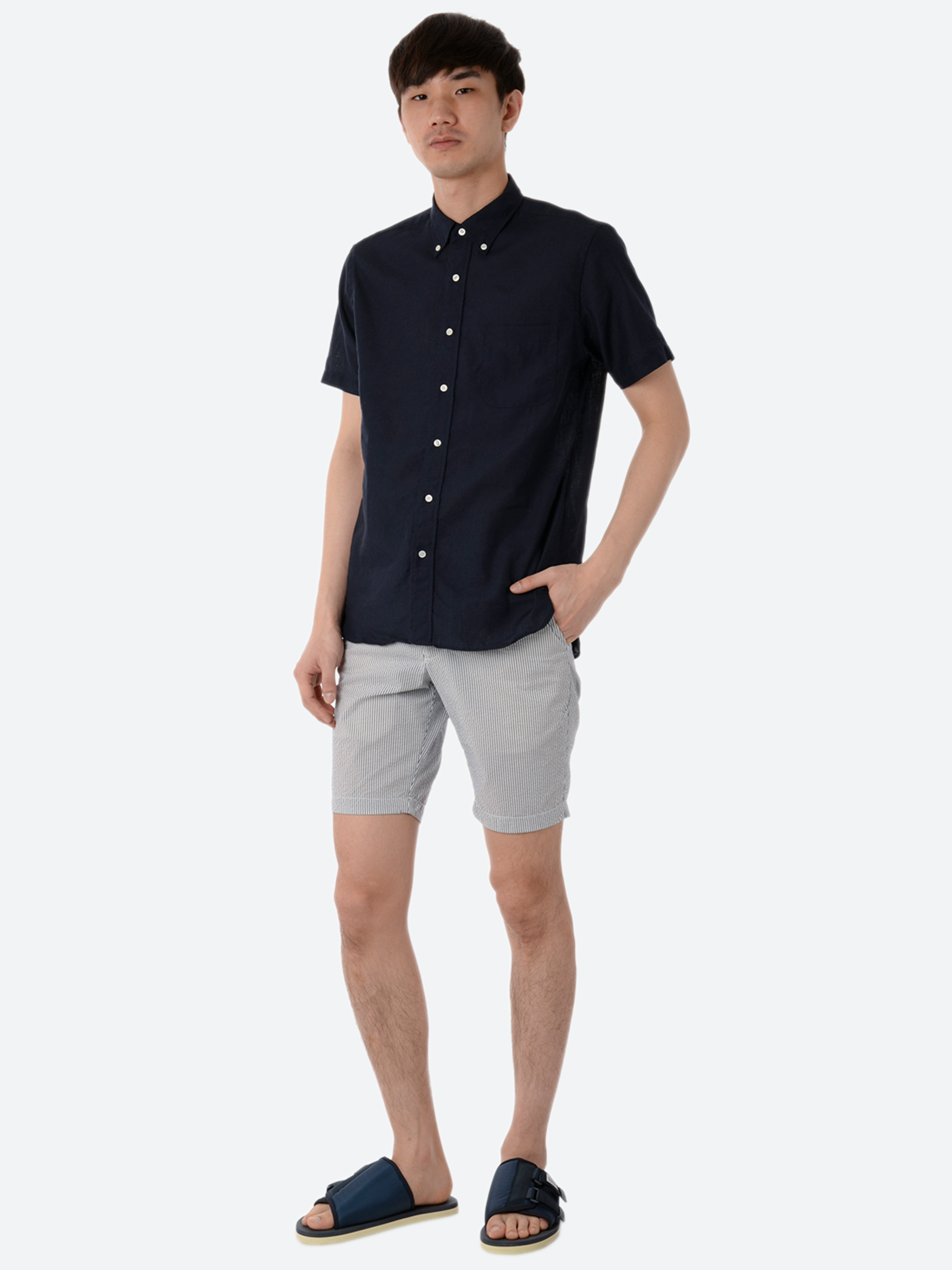 Linen Coolmax Button-Down Short Sleeve Shirt