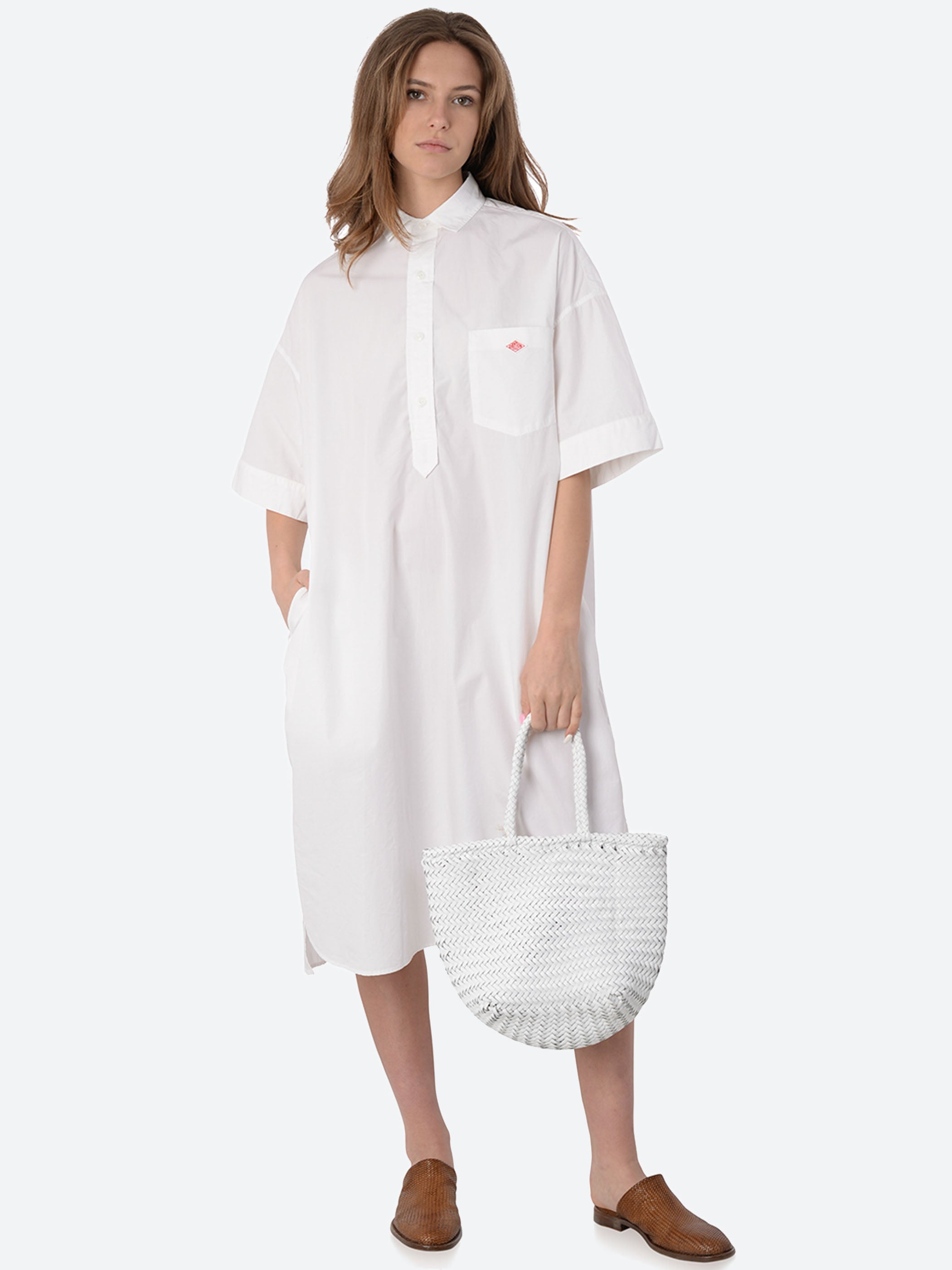 Cotton Poplin Pullover Shirt Dress