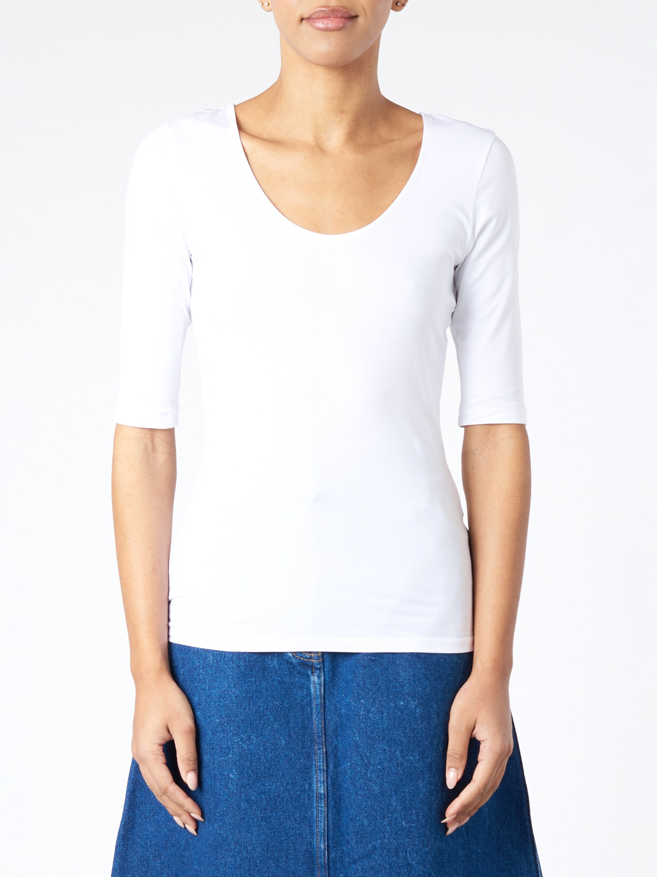 Cotton Stretch Scoop Neck Top