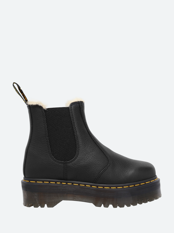 Black fur lined dr martens best sale