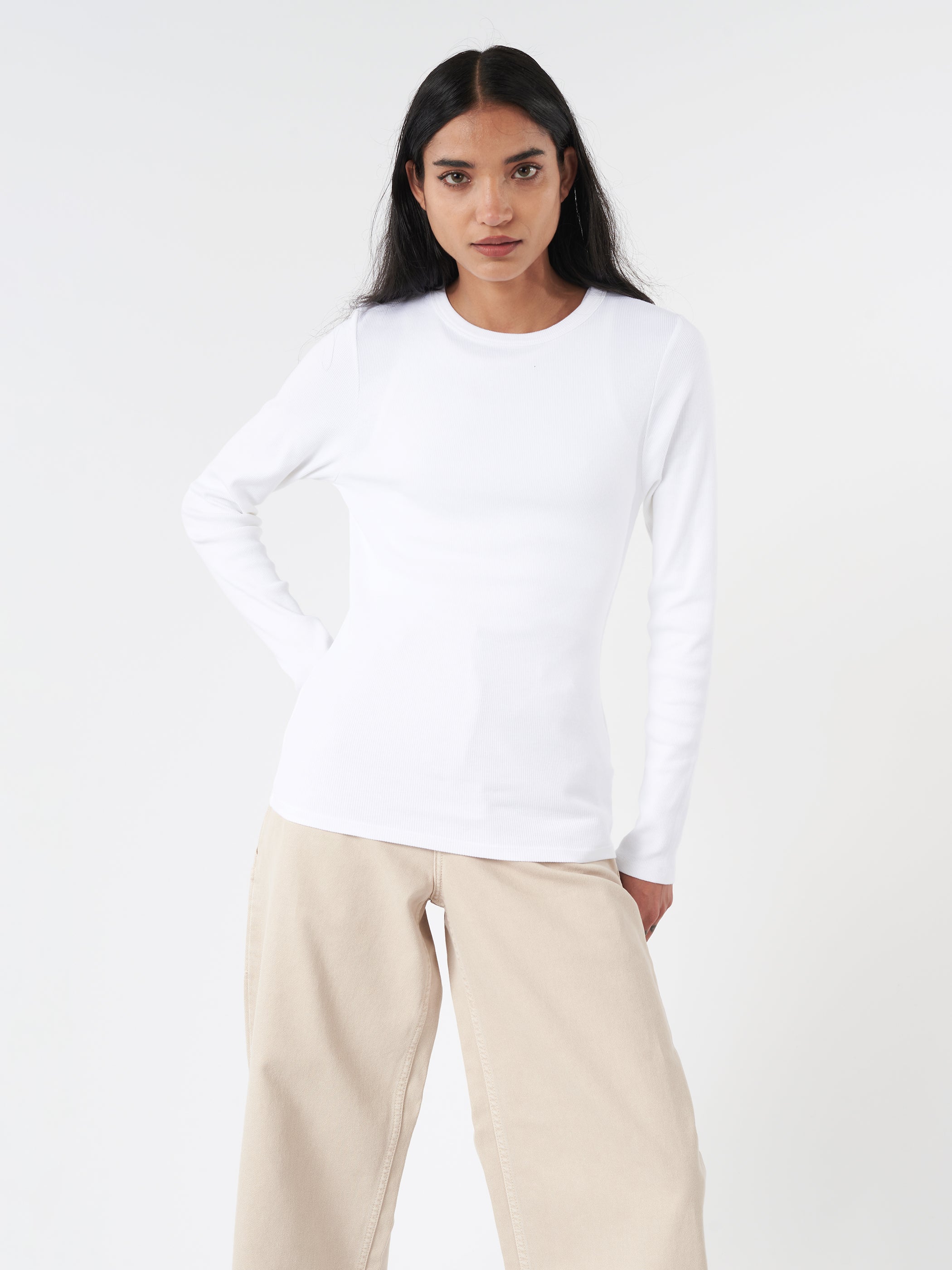 Women Organic Rib Long Sleeve Tee