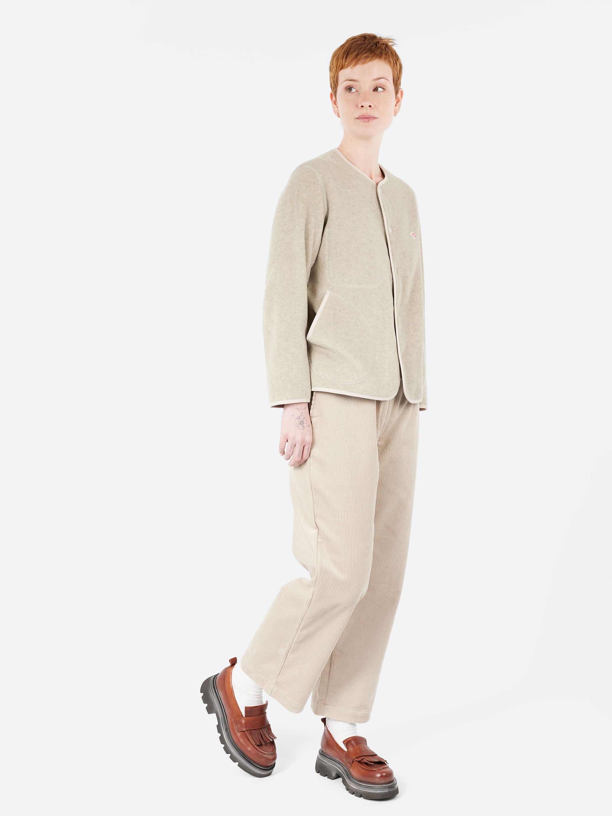 Women's Collarless Fleece Jacket