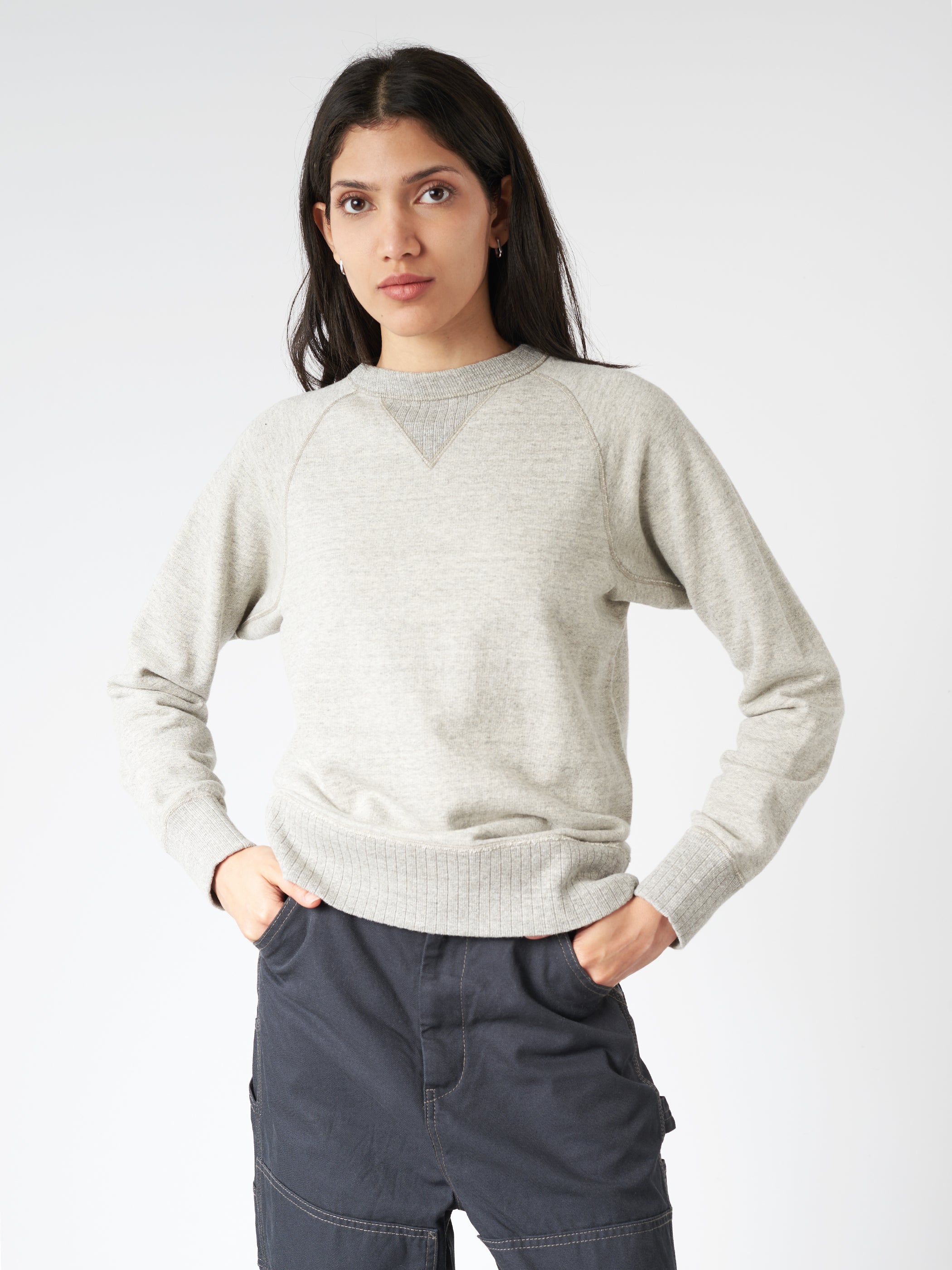 Drop-Needle Rib Crewneck Pullover