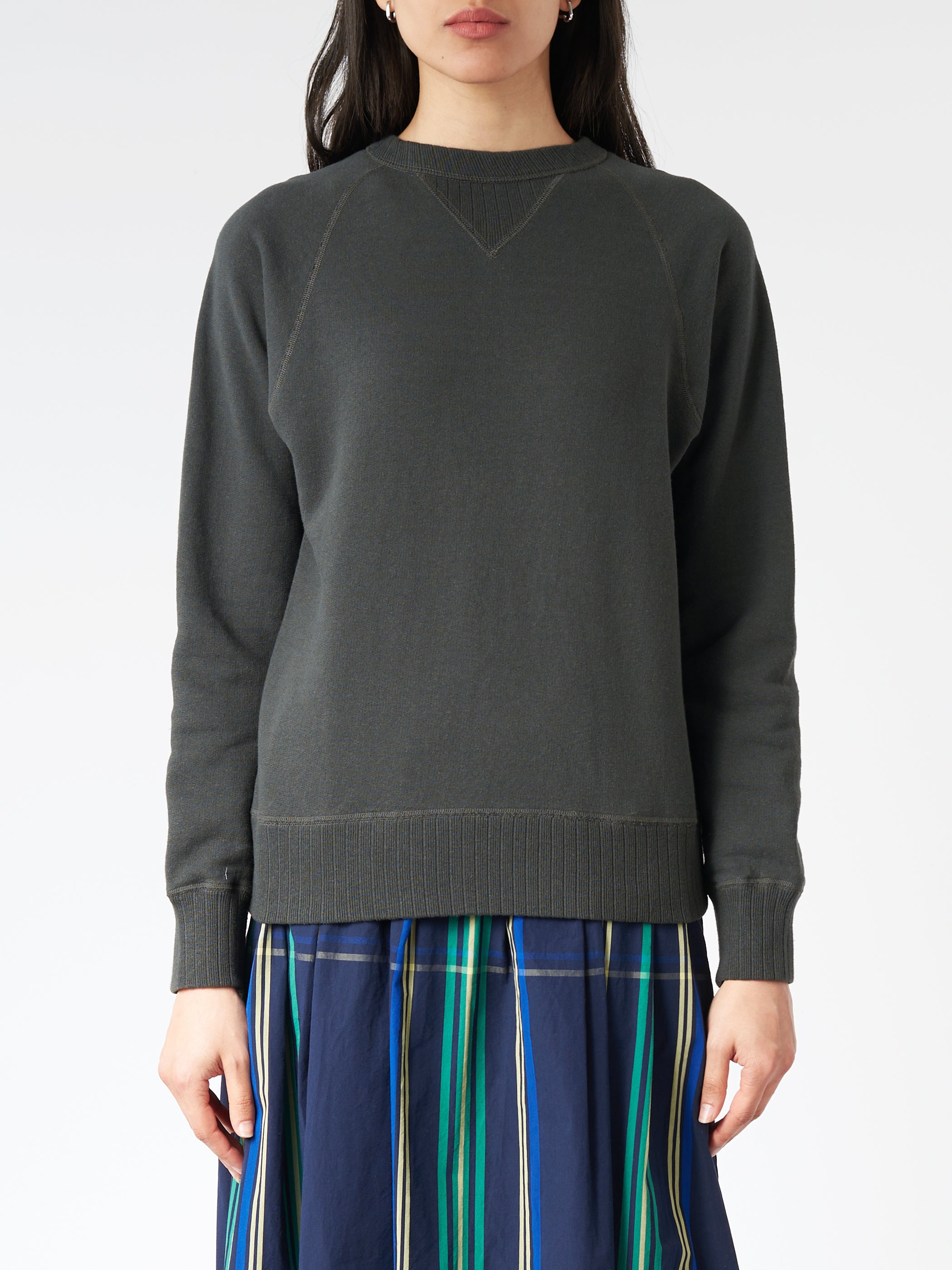 Drop-Needle Rib Crewneck Pullover